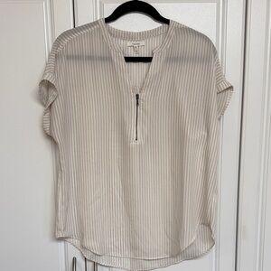 Maurices Cream Striped Blouse with Zipper